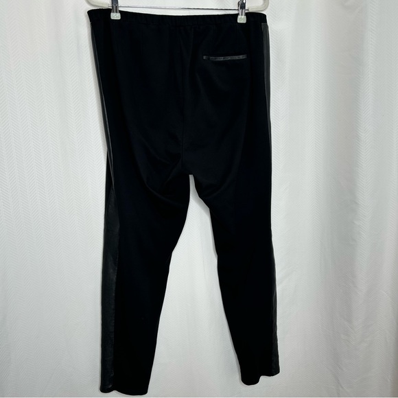 Eileen Fisher black pull on pants leather Tuxedo trim - Picture 5 of 5